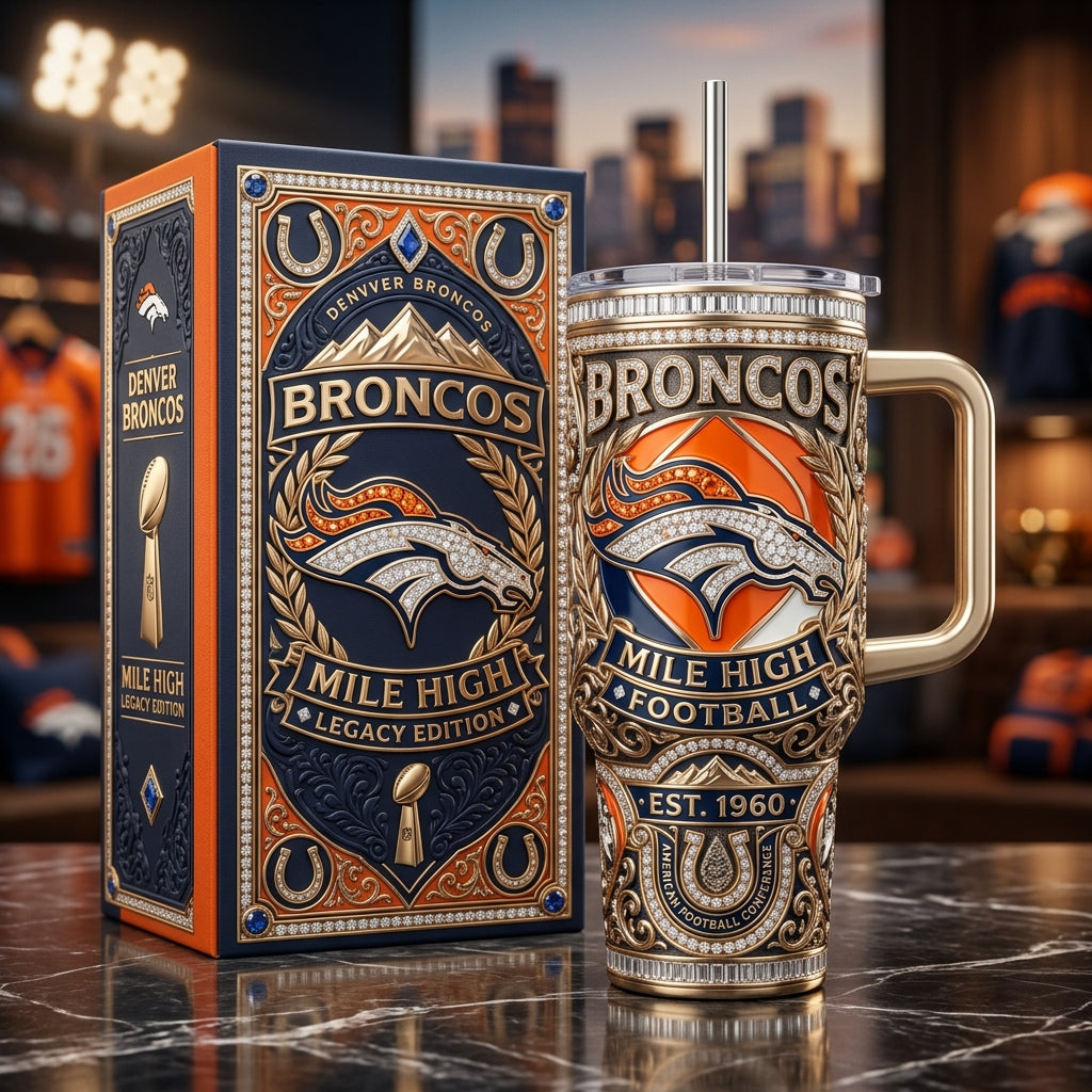 Denver Broncos 40oz Tumbler with Lid and Straw