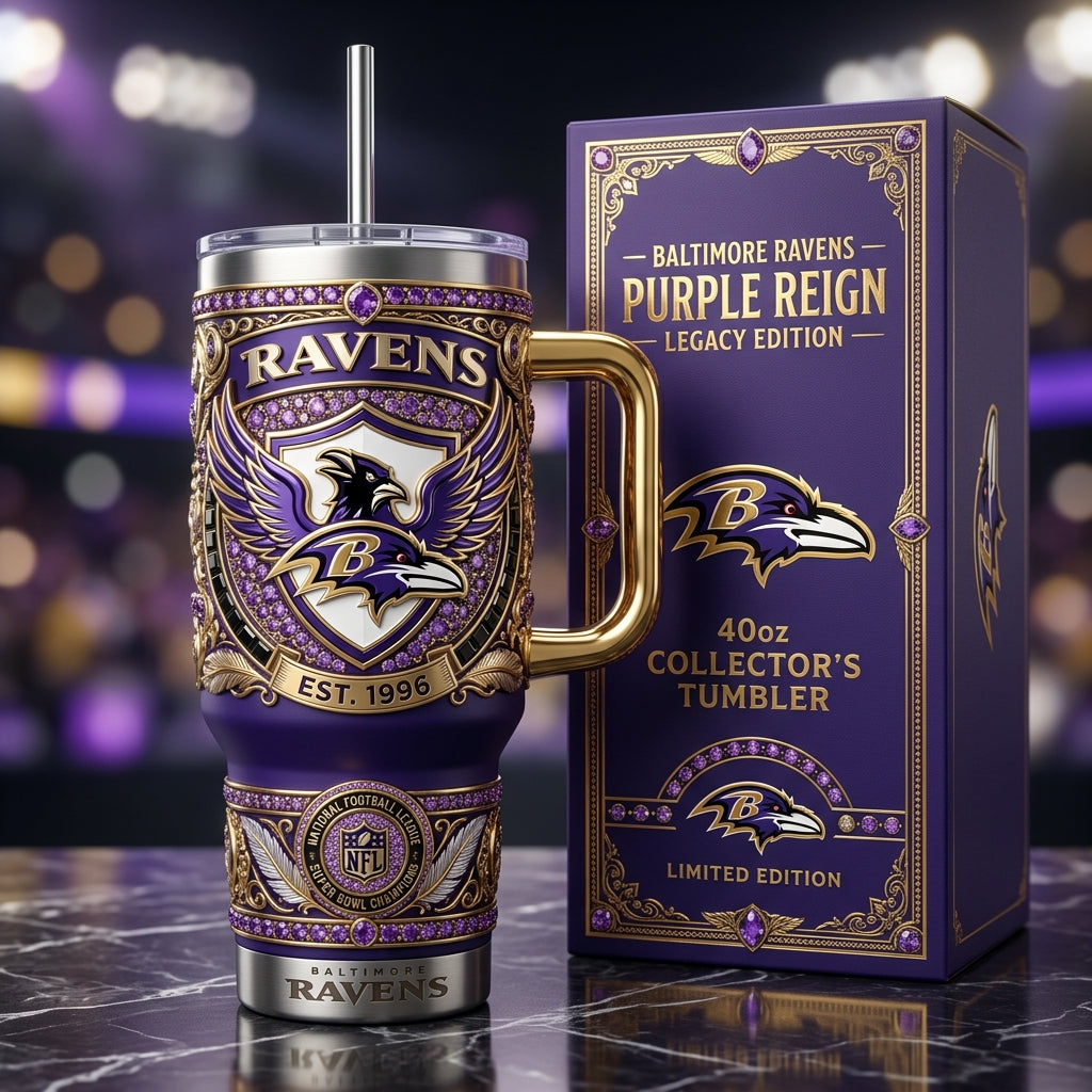 Baltimore Ravens 40oz Tumbler with Lid and Straw