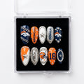 Denver Broncos Handmade Press On Nails | Reusable 3D Nail Set