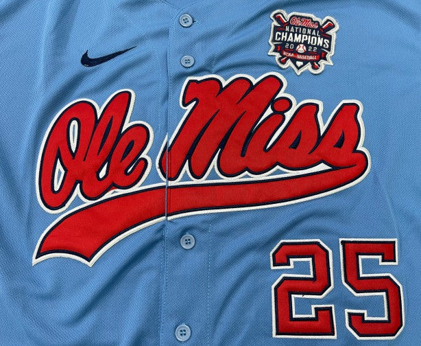 Men's Ole Miss Baseball Champion Patch Flex Base Jersey 2022 – All Stitched
