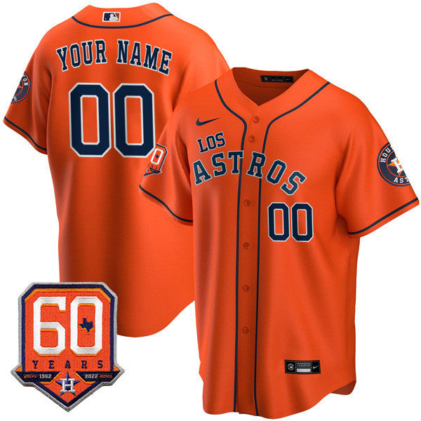 Houston Astros “Los Astros” Hispanic Heritage Custom Name and Number Jersey 60th Anniversary Patch – All Stitched