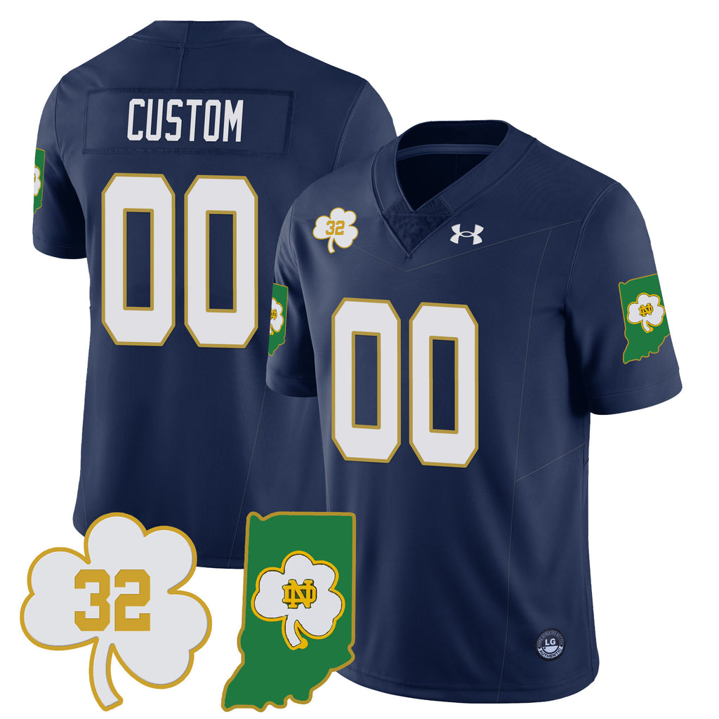 Men?s Notre Dame Fighting Irish Football Stitched Jersey ? Indiana Map