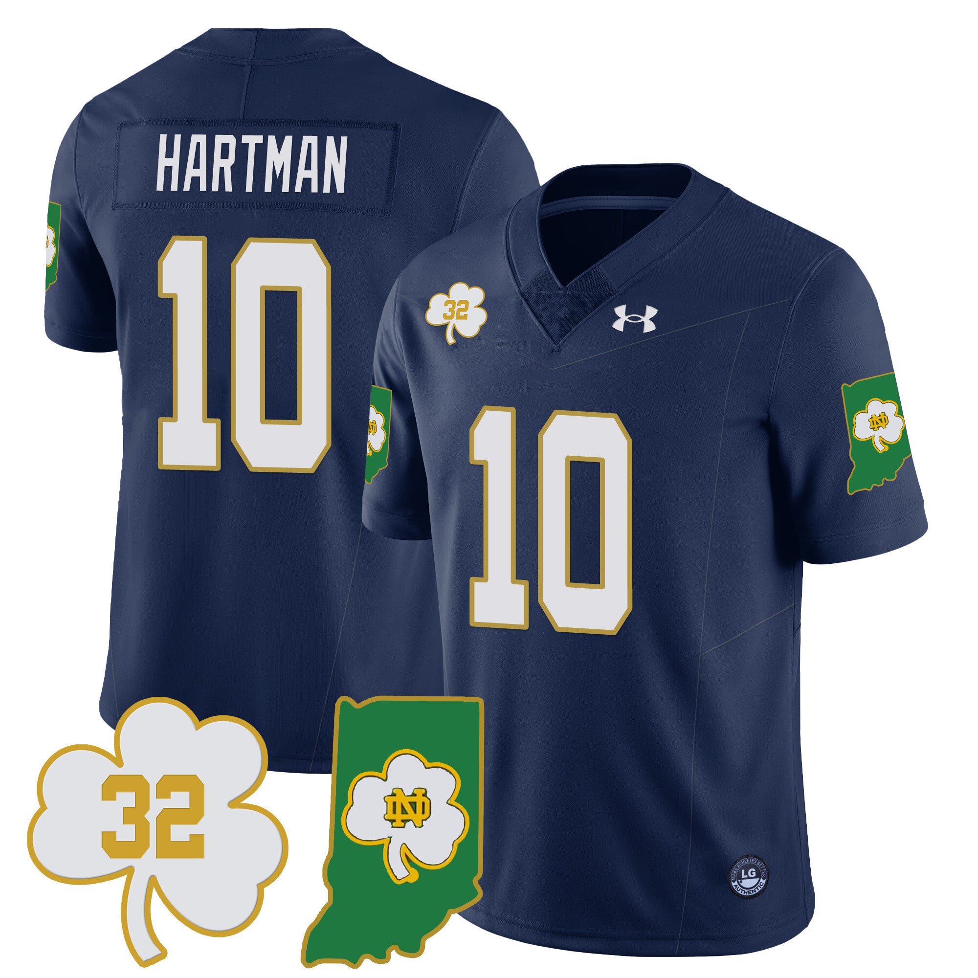 Men?s Notre Dame Fighting Irish Football Stitched Jersey ? Indiana Map