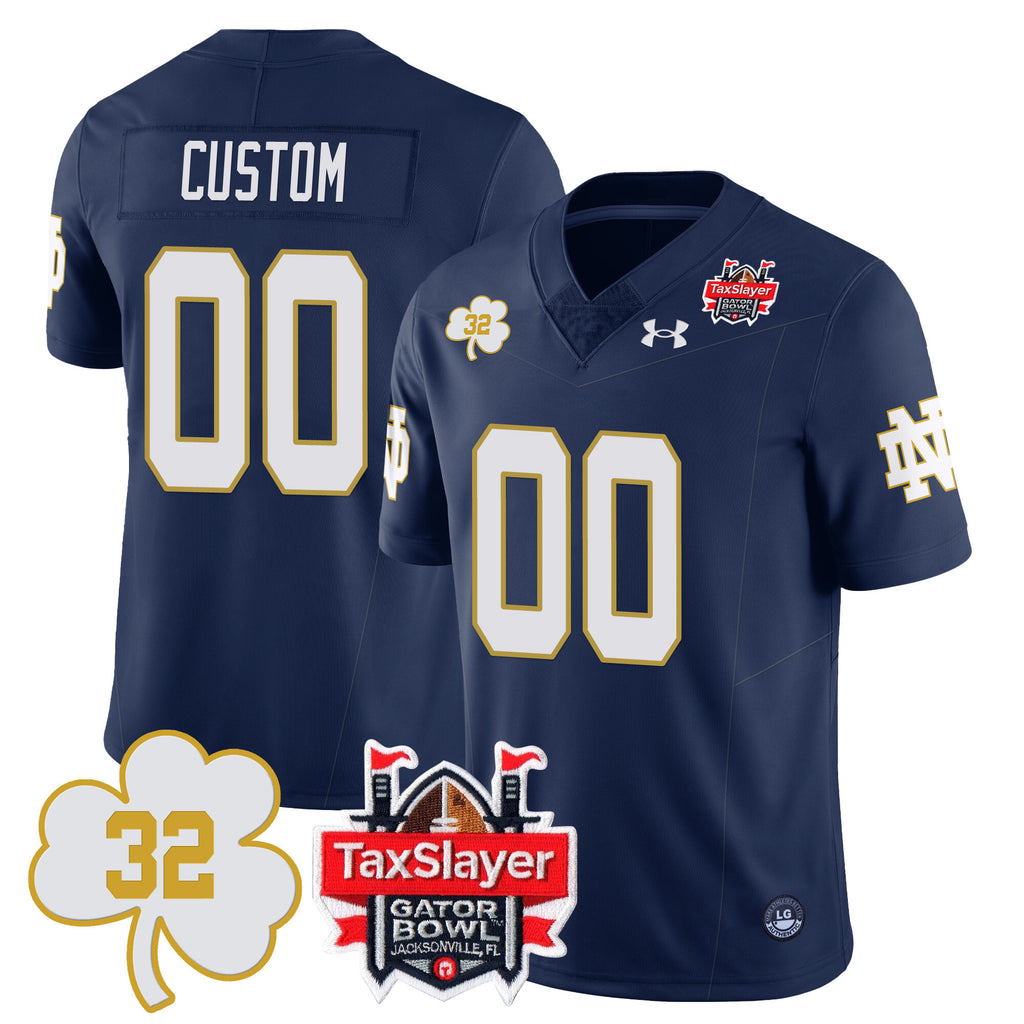 Men's Notre Dame Football Johnny Lujack Patch 2023 Gator Bowl Jersey - All Stitched