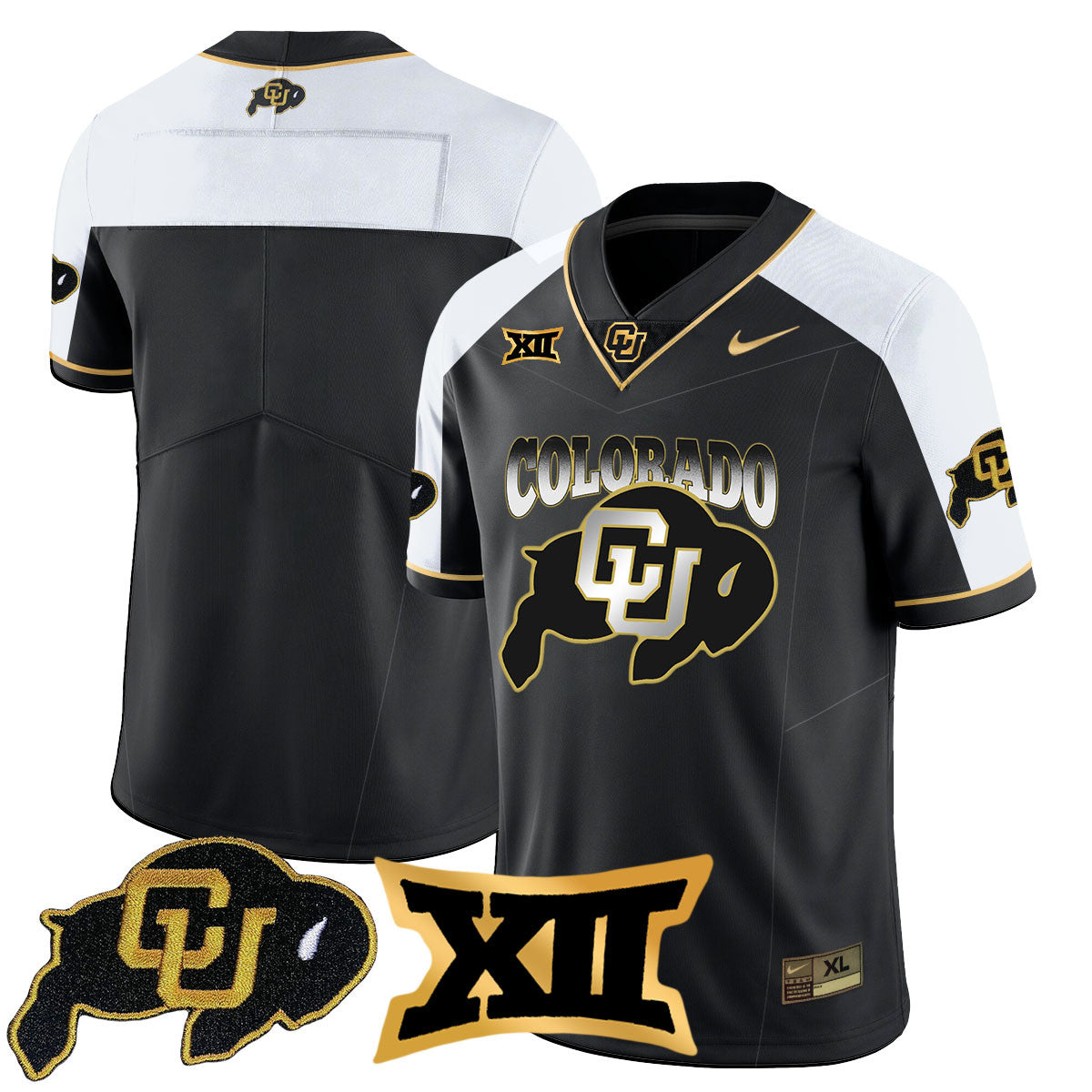 Men's Colorado Buffaloes 2024 Vapor Limited Gold Jersey N1 - All Stitched