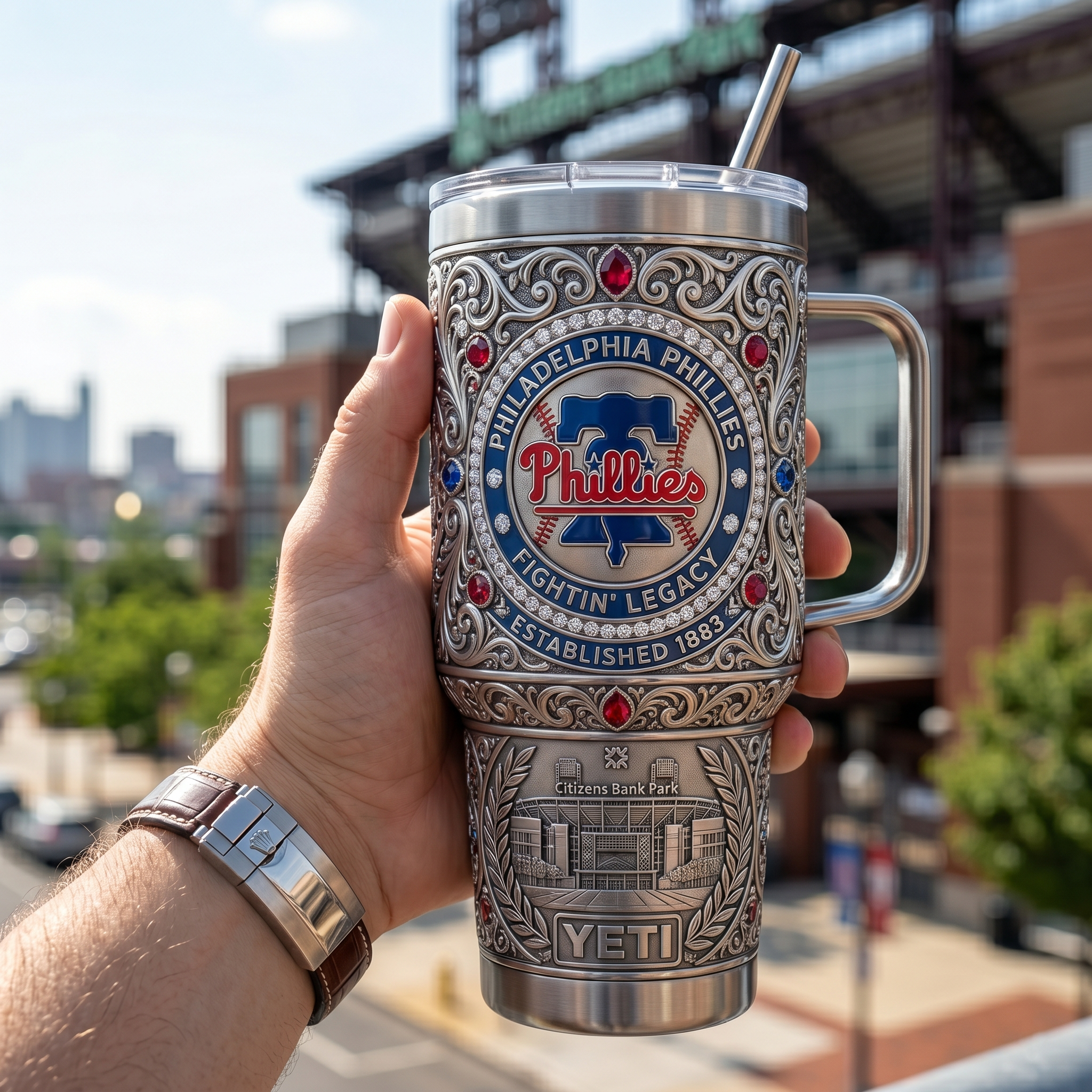 Philadelphia Phillies 40 oz Tumbler with Handle and Lid