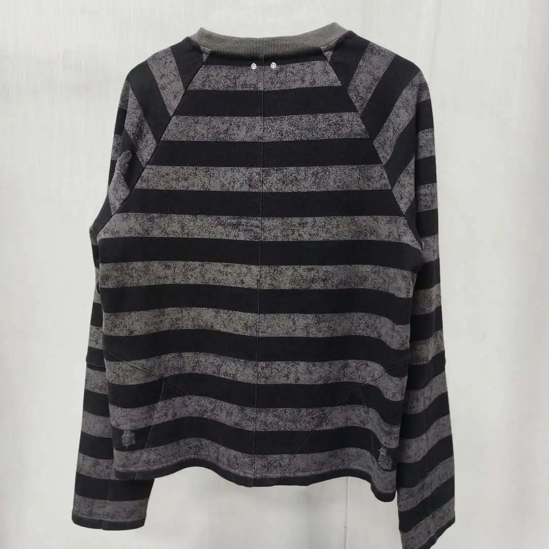 European And American Ins Cross Border 2025 New Spring And Autumn Striped Long Sleeve T-shirt Loose Top Women's Bottom Shirt Rou