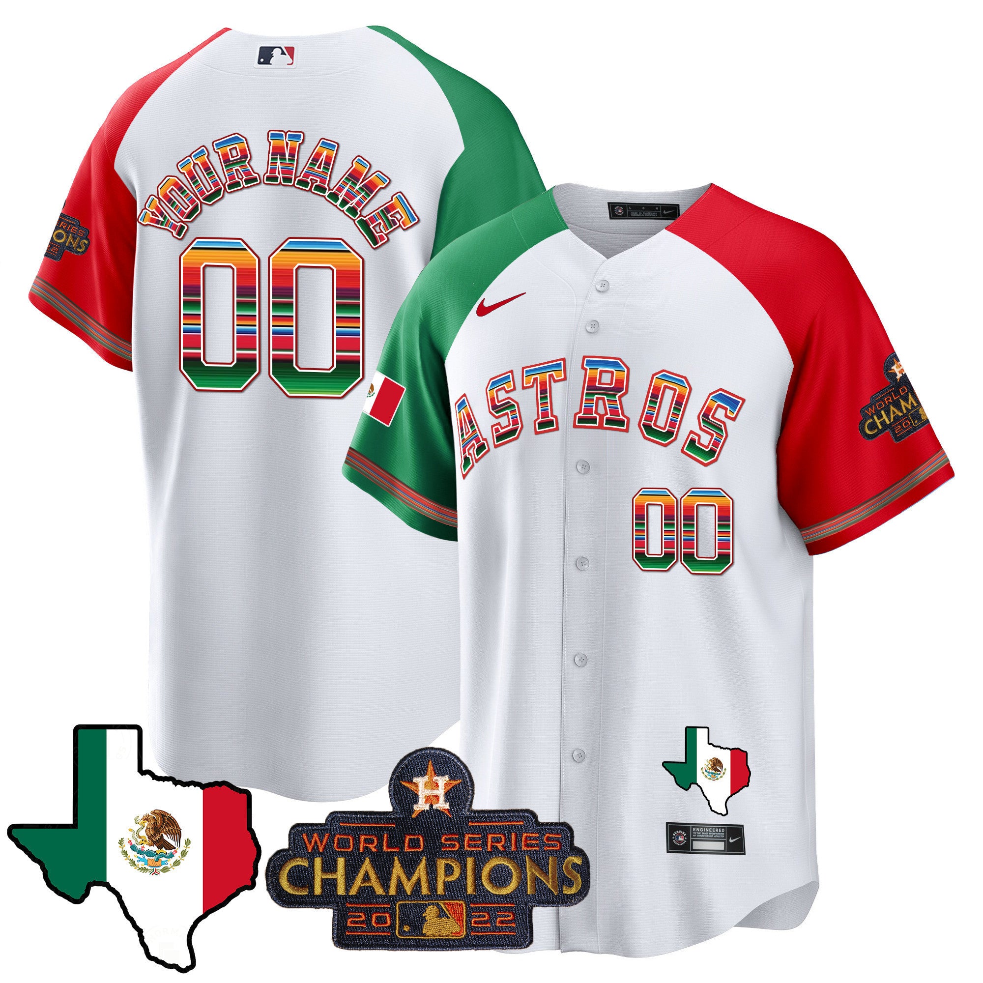 Astros Mexico Texas Map Cool Base Custom Jersey - All Stitched