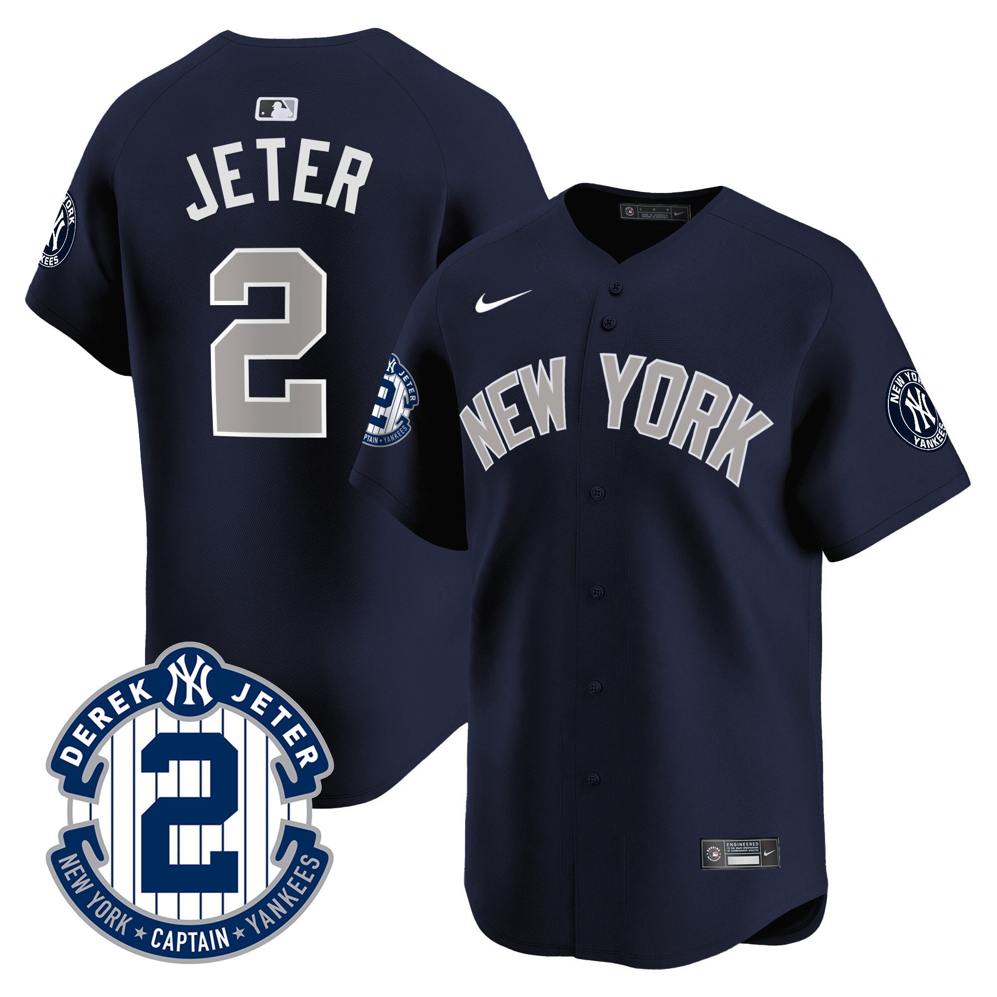 Men's New York Yankees Derek Jeter Patch Vapor Premier Limited Jersey - All Stitched
