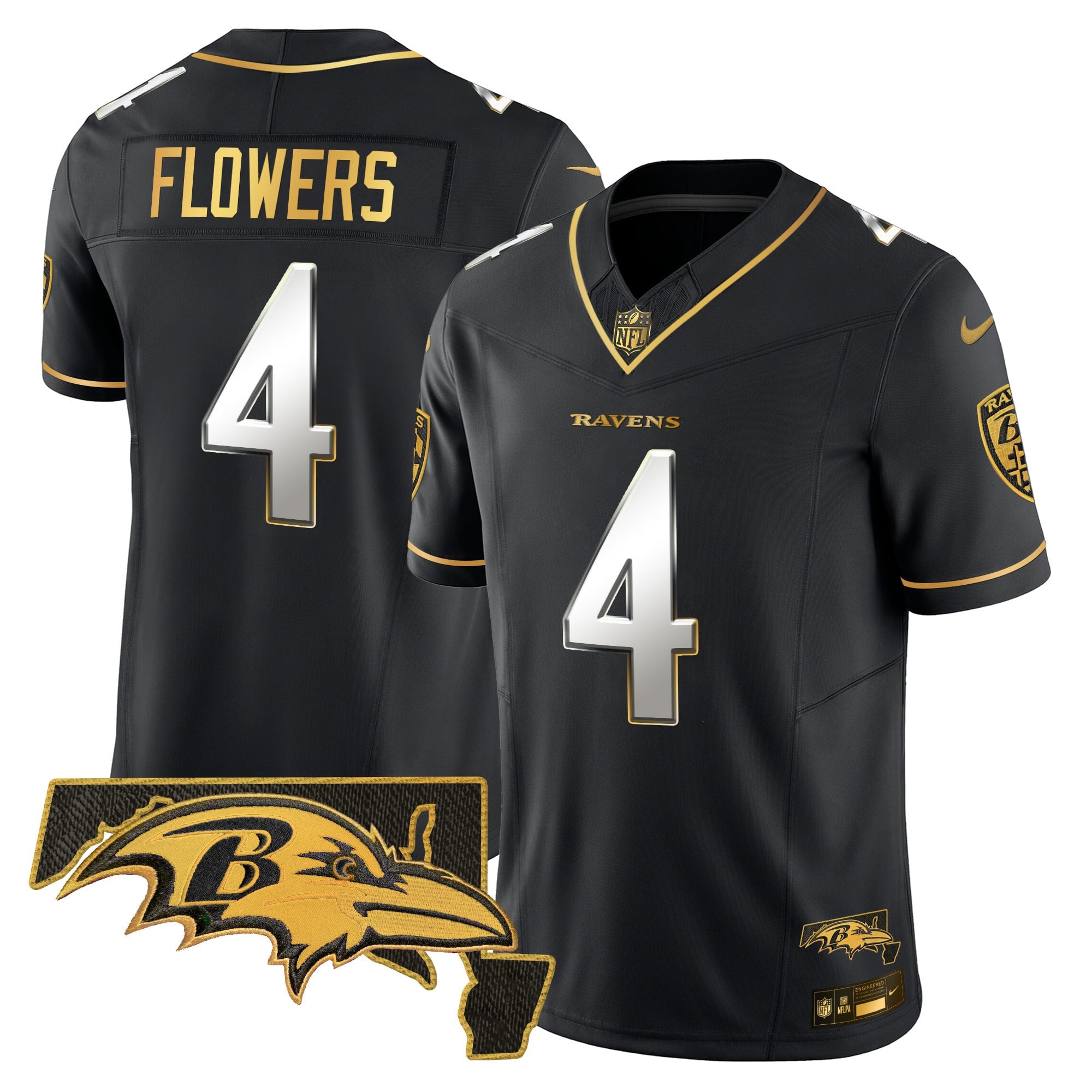 Men's Ravens 2024 Gold Vapor Limited Jersey - All Stitched