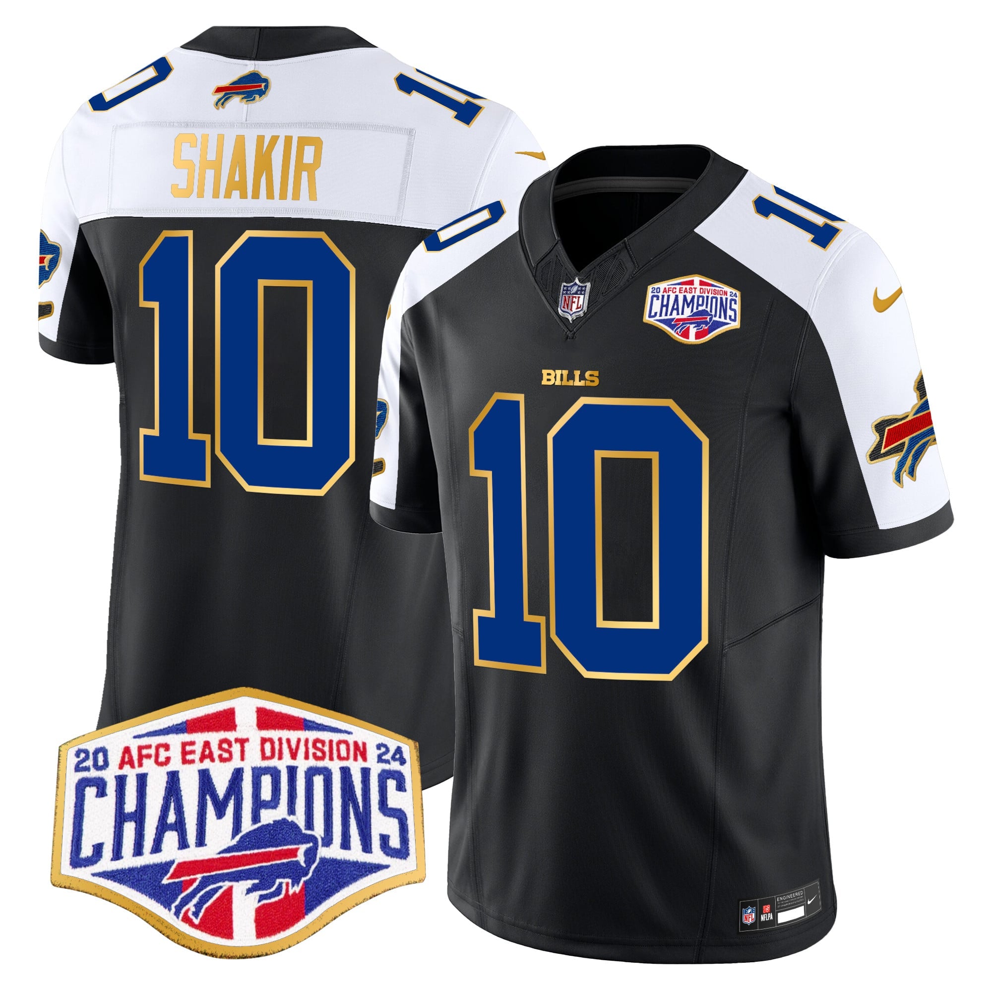 Men's Bills 2024 AFC East Division Champions Gold Trim Vapor Limited Jersey - All Stitched