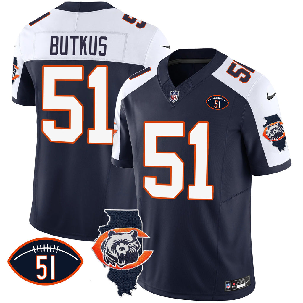 Men's Bears Throwback Illinois Patch Vapor Jersey - All Stitched