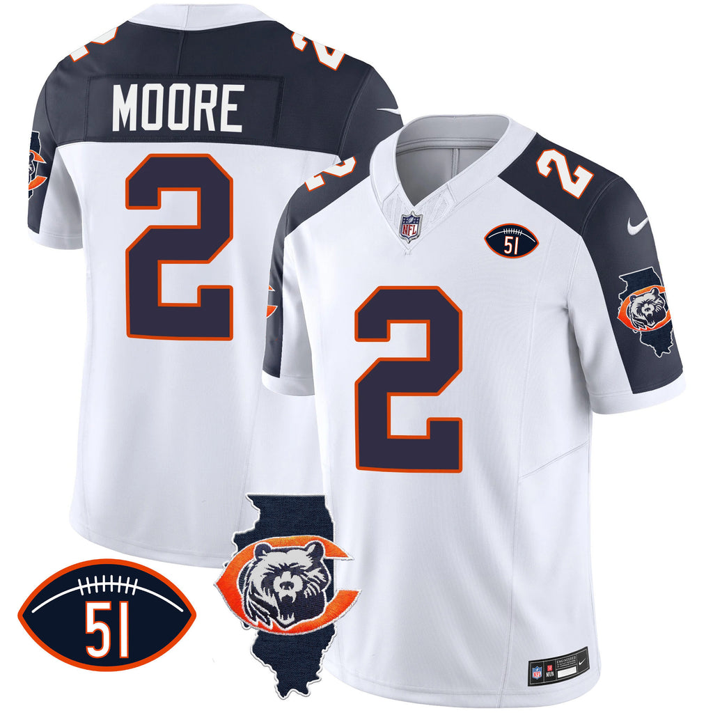 Men's Bears Throwback Illinois Patch Vapor Jersey - All Stitched