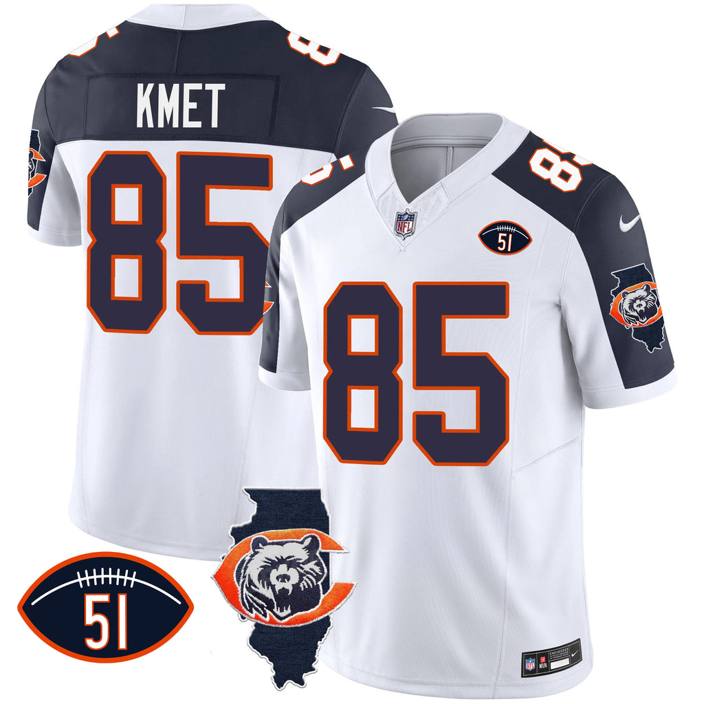 Men's Bears Throwback Illinois Patch Vapor Jersey - All Stitched