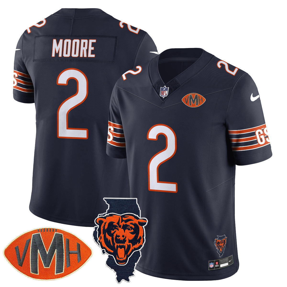 Custom Chicago Bears Honor Virginia Halas McCaskey Jersey - All Stitched