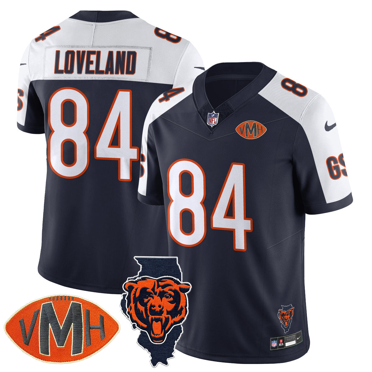 Custom Chicago Bears Honor Virginia Halas McCaskey Jersey - All Stitched