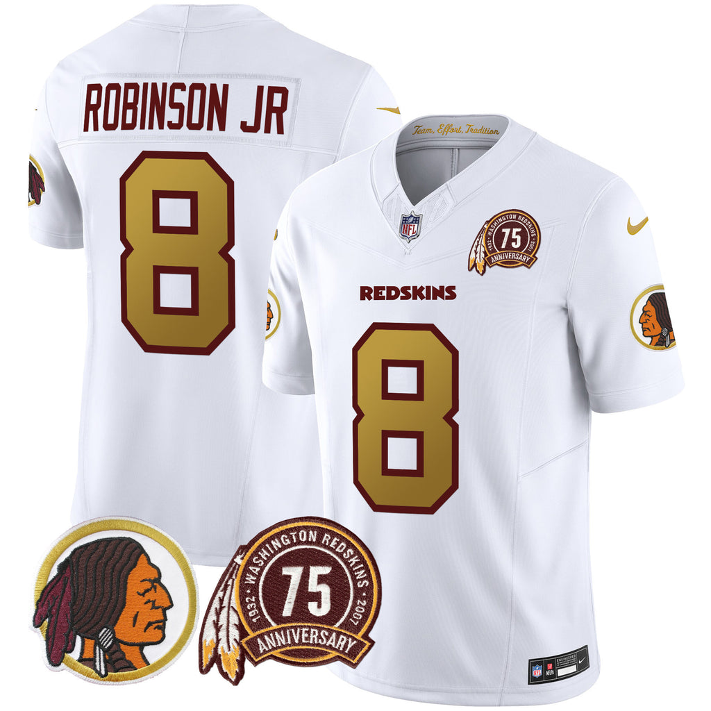 Men's Washington Redskins 75th Patch Throwback Vapor Limited Jersey V2 - All Stitched