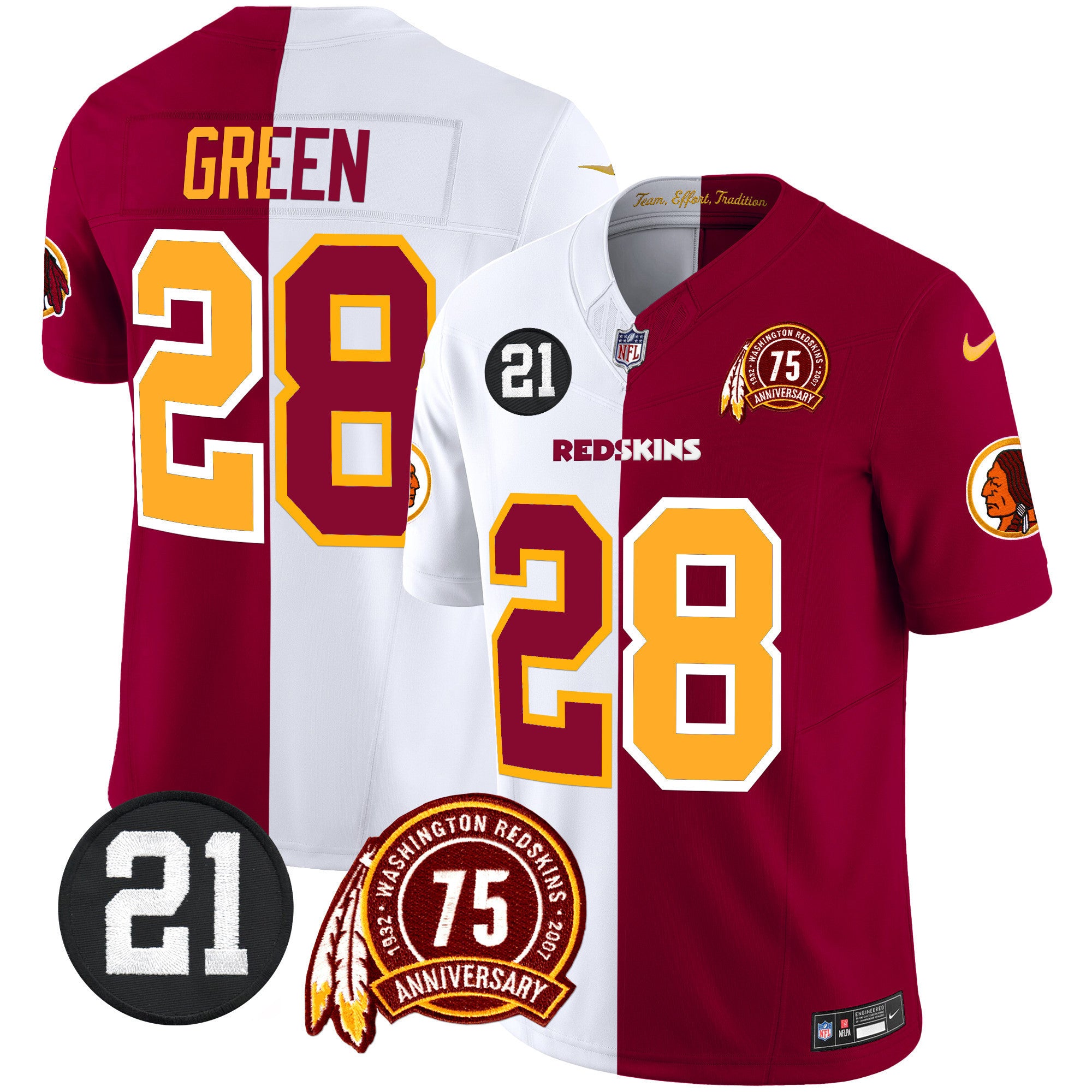 Men's Washington Redskins 75th & Sean Taylor Patch Vapor Limited Jersey - All Stitched