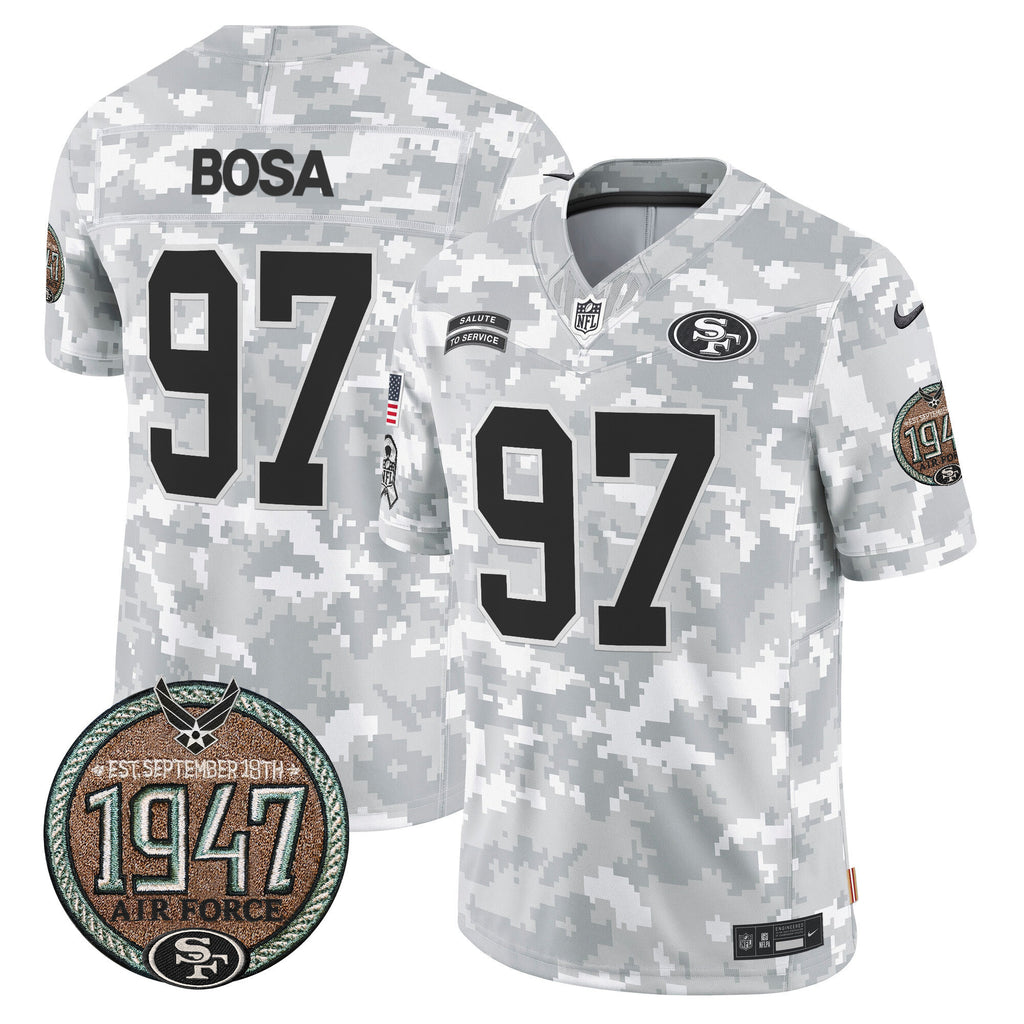 Men's 49ers 2024 Salute to Service Establishment Year Patch Vapor Limited Jersey - All Stitched