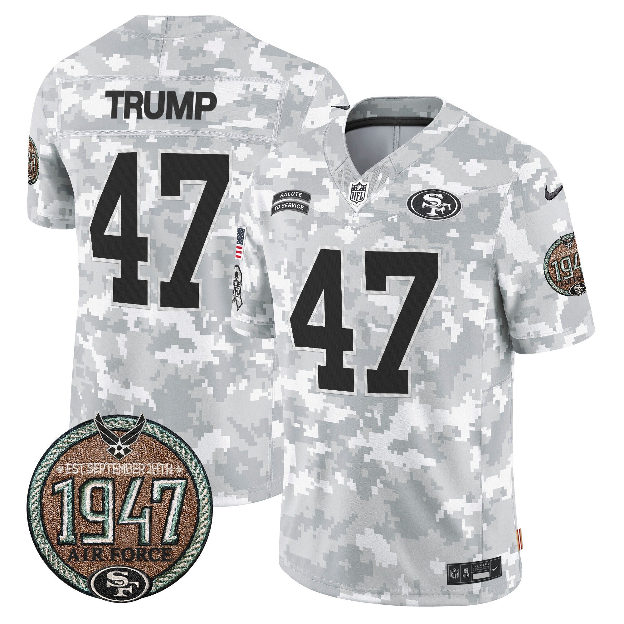 Men's 49ers 2024 Salute to Service Establishment Year Patch Vapor Limited Jersey - All Stitched