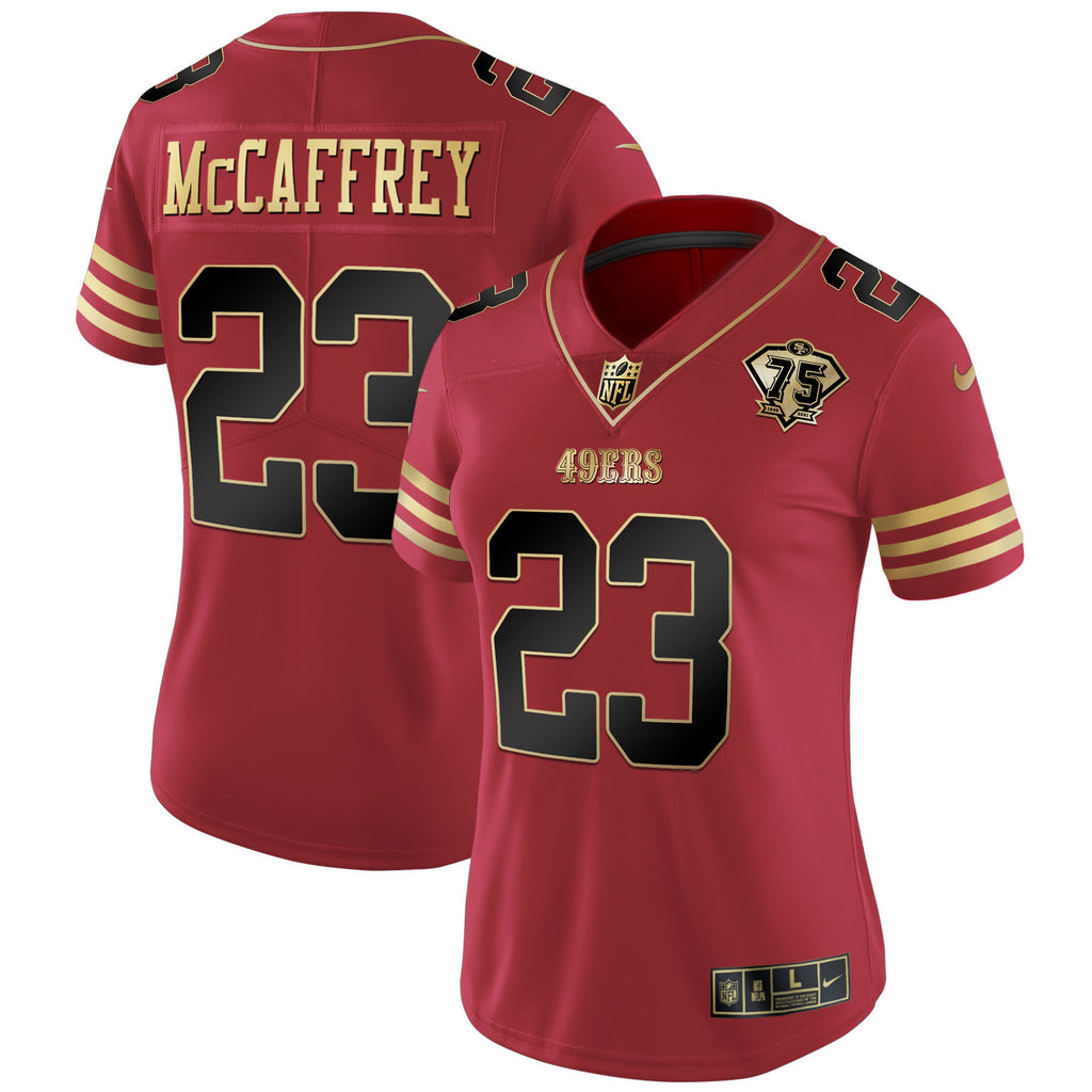 Women's 49ers 75th Anniversary Patch Vapor Black Red Gold Limited - All Stitched