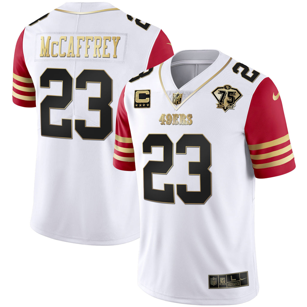 Men's 49ers 75th Anniversary Patch White Gold & Black Gold - All Stitched