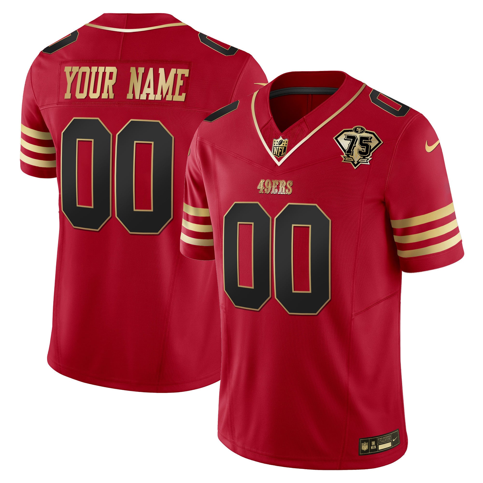 49ers 2023 Vapor Gold Limited Custom Jersey - All Stitched