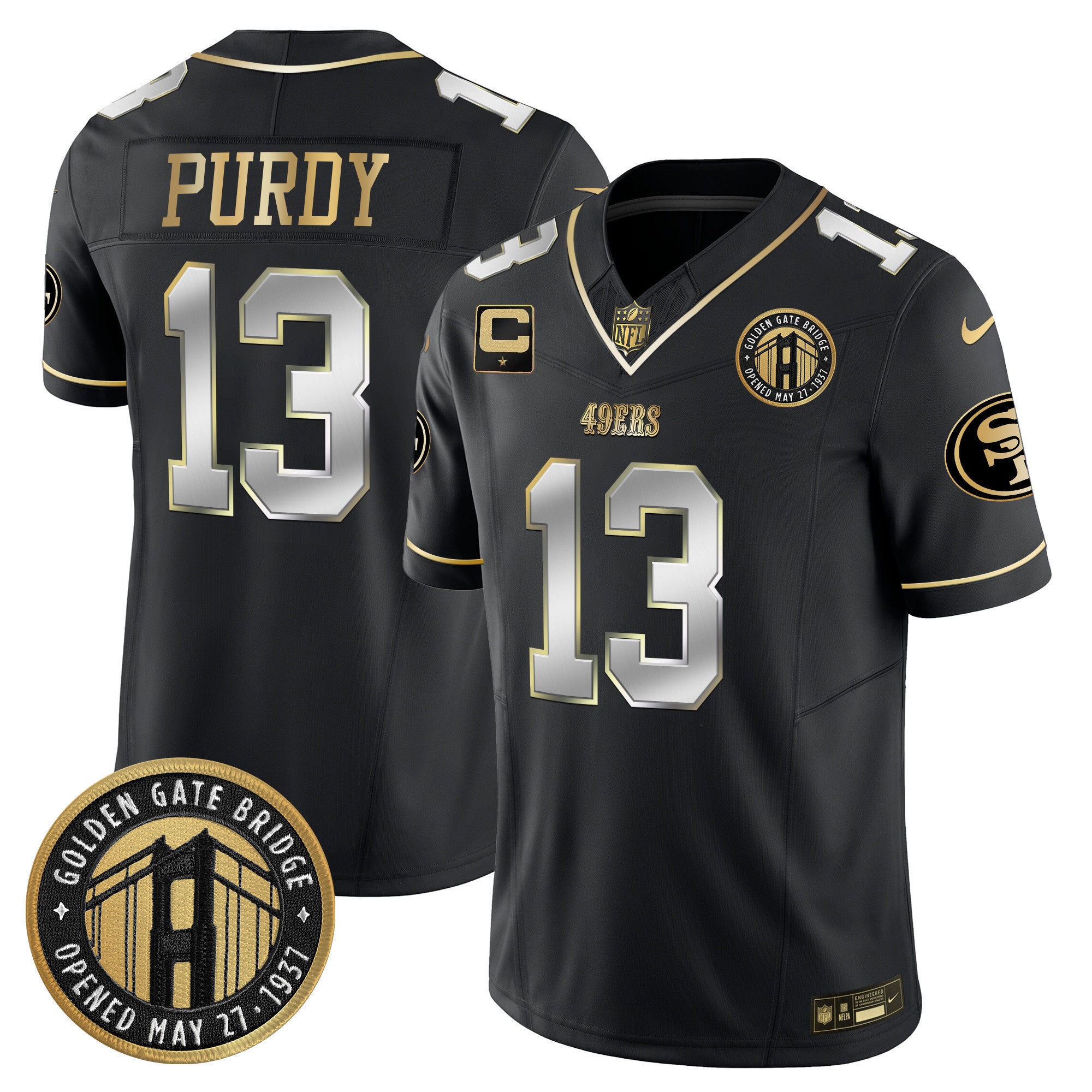 Men's 49ers Golden Gate Bridge Patch Vapor Limited Jersey - All Stitched