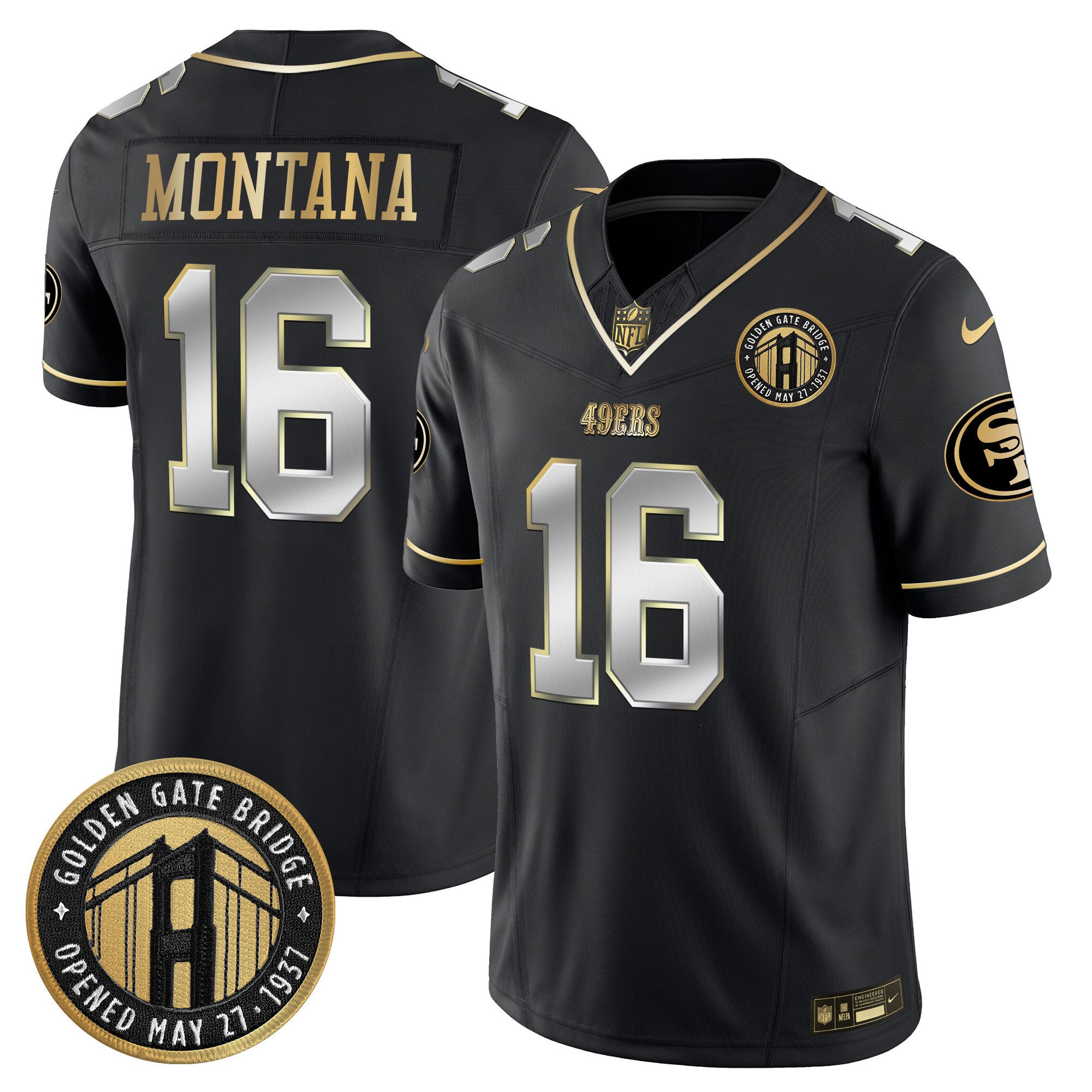 Men's 49ers Golden Gate Bridge Patch Vapor Limited Jersey - All Stitched
