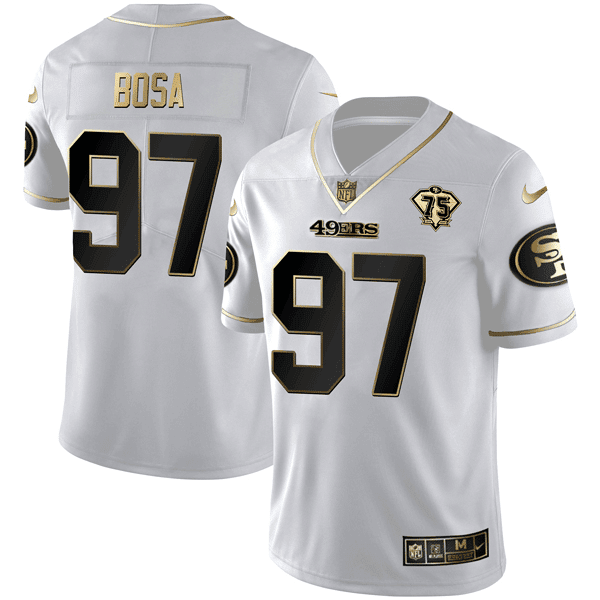 San Francisco 49ers White Gold Vapor Limited Jersey - All Stitched