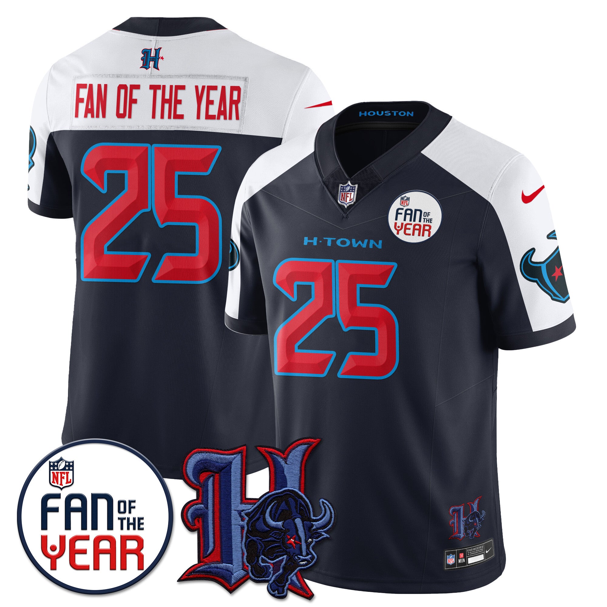 Custom Houston Texans "Fan Of The Year" Jersey - All Stitched
