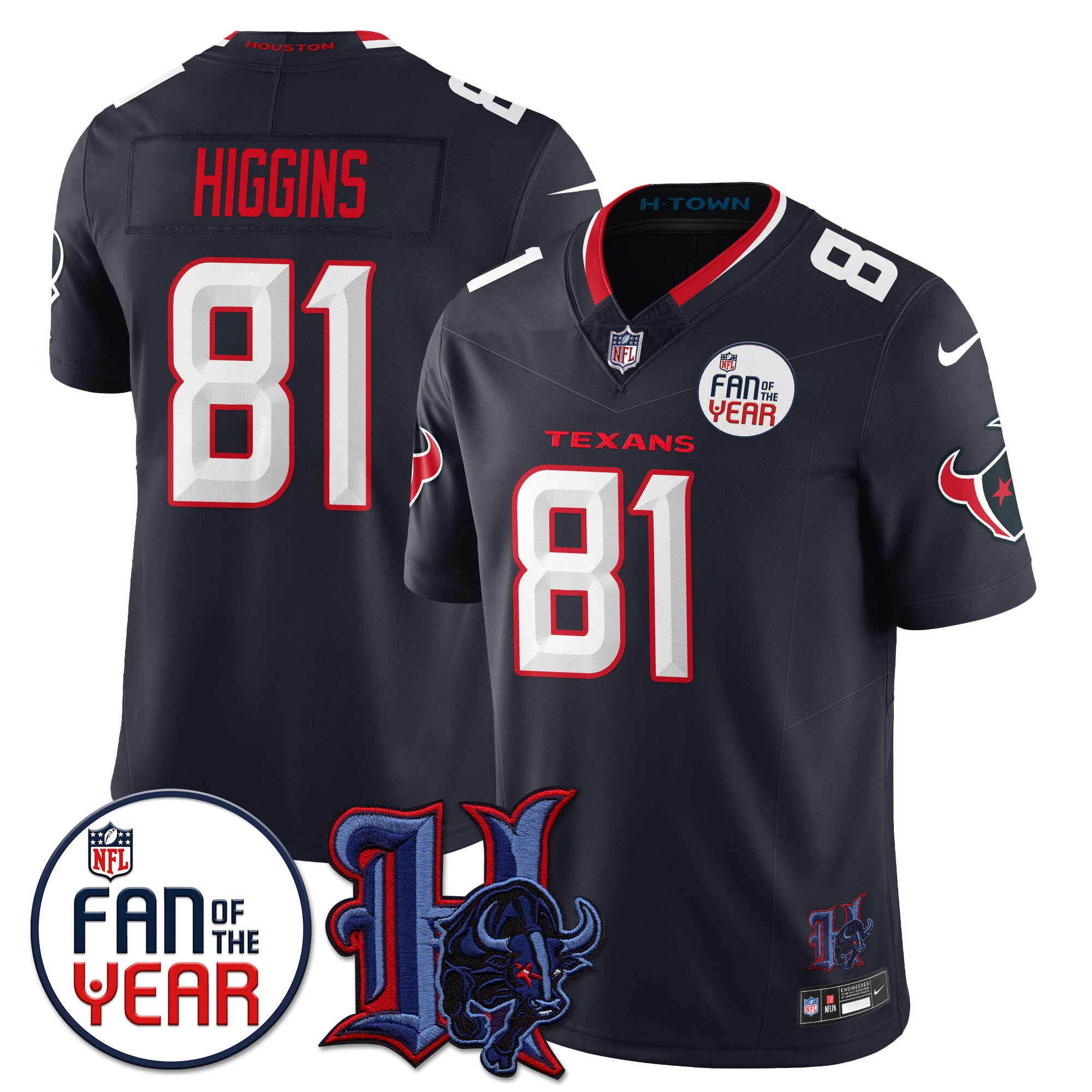 Custom Houston Texans "Fan Of The Year" Jersey - All Stitched