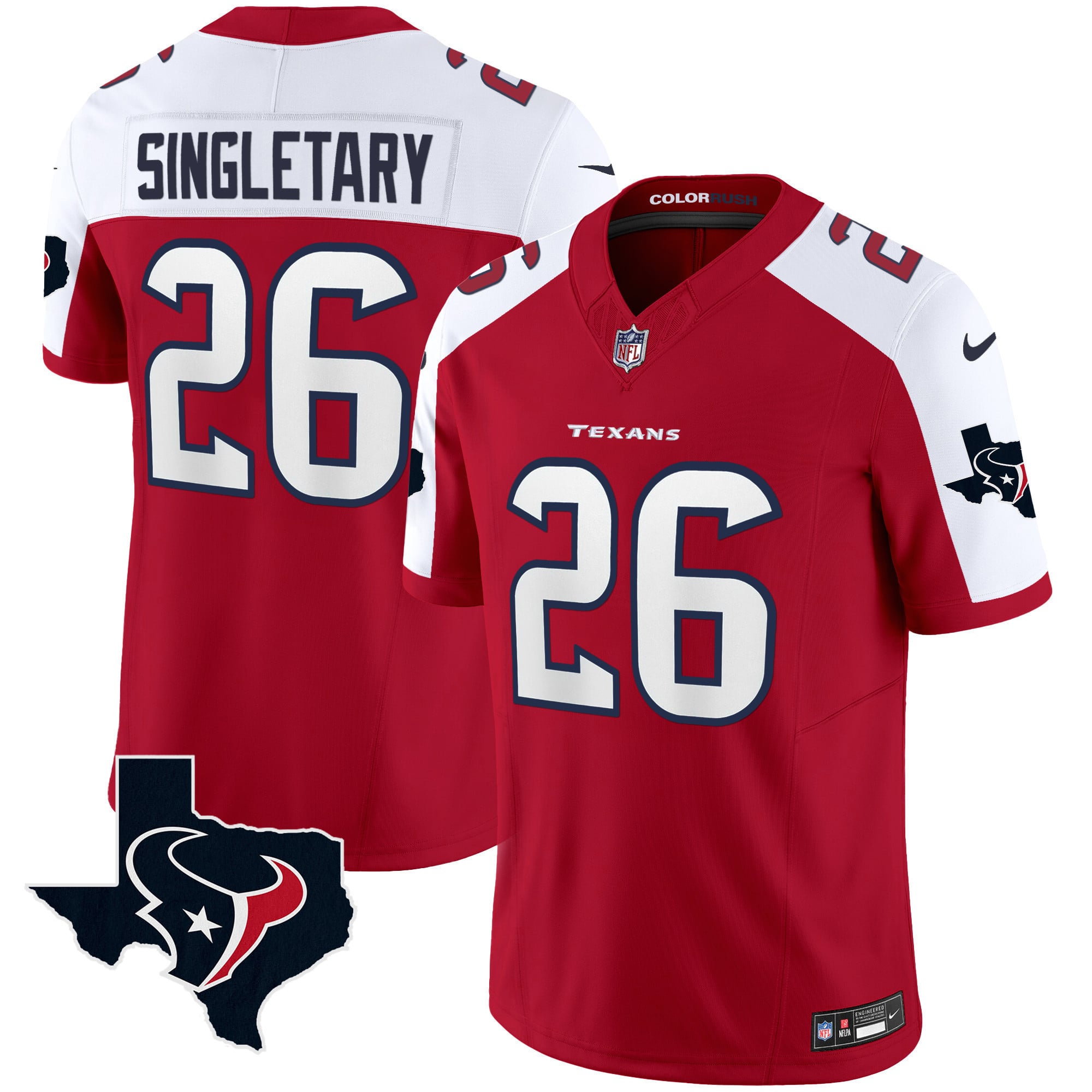 Men's Houston Texans Color Rush Legend Vapor Jersey V2 - All Stitched