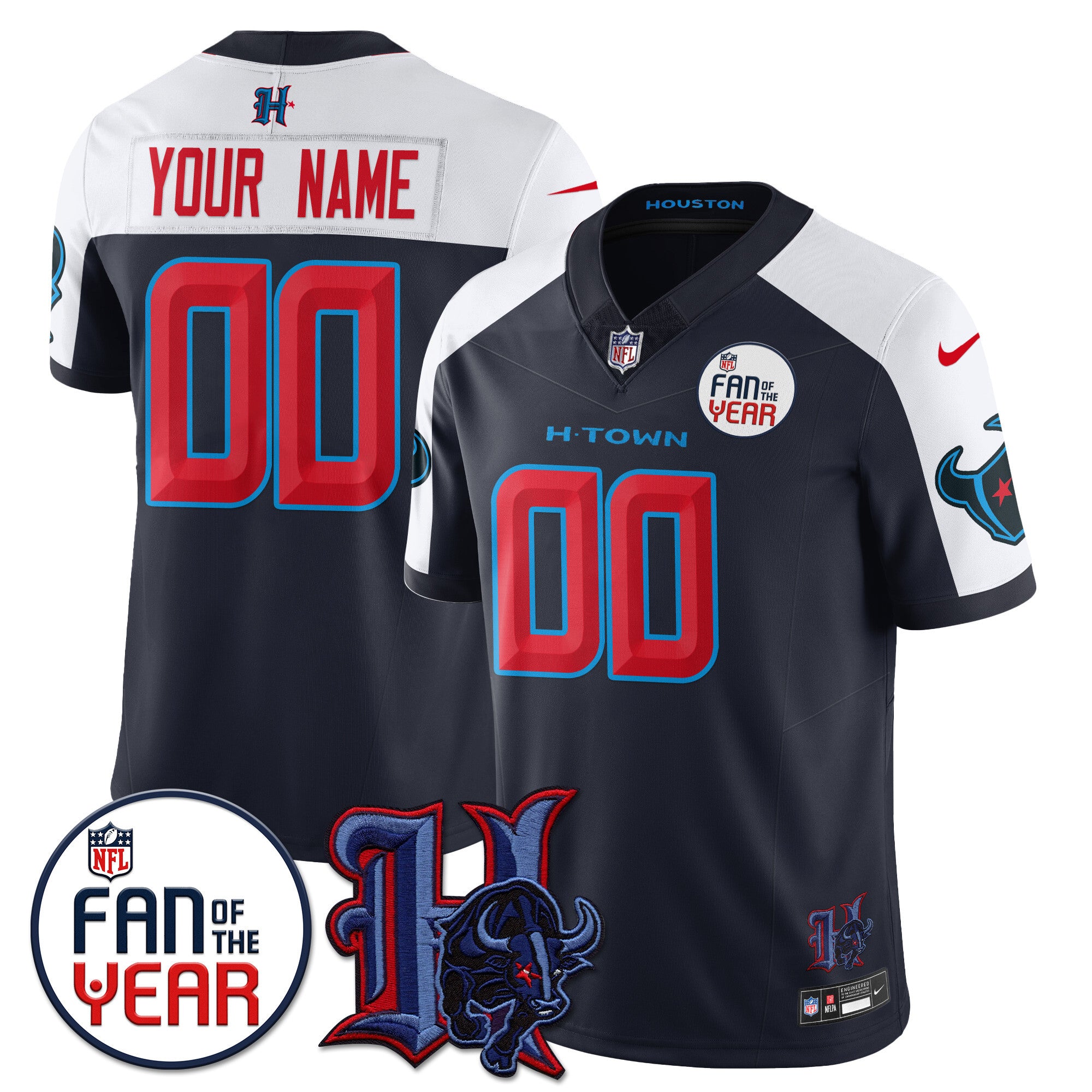 Women's Houston Texans "Fan Of The Year" Jersey - All Stitched