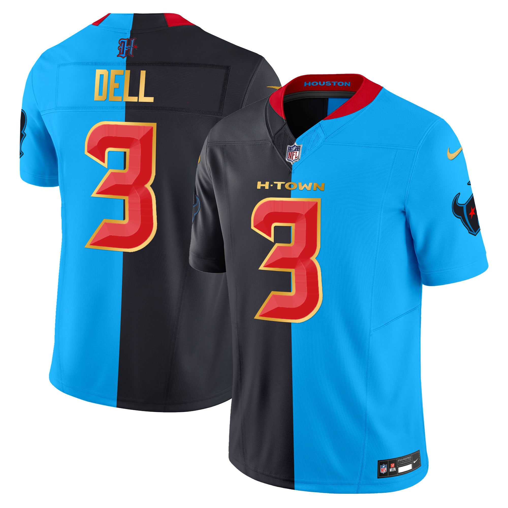 Men's Houston Texans 2024 Gold Trim Vapor Limited Jersey - All Stitched