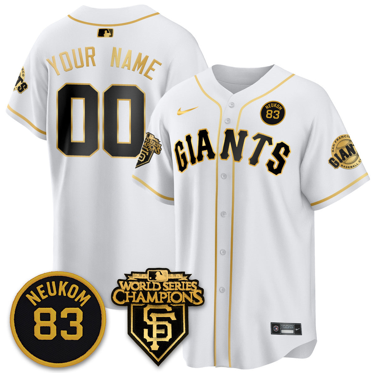 Men's Giants Bill Neukom Memories Jersey - 2010 World Series Champions - All Stitched