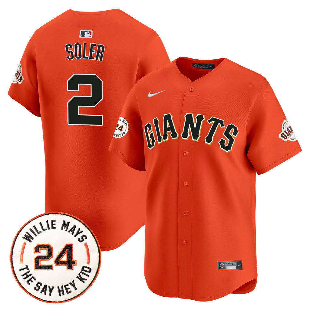 Men's San Francisco Giants 2024 Willie Mays Patch Vapor Premier Limited Jersey - All Stitched