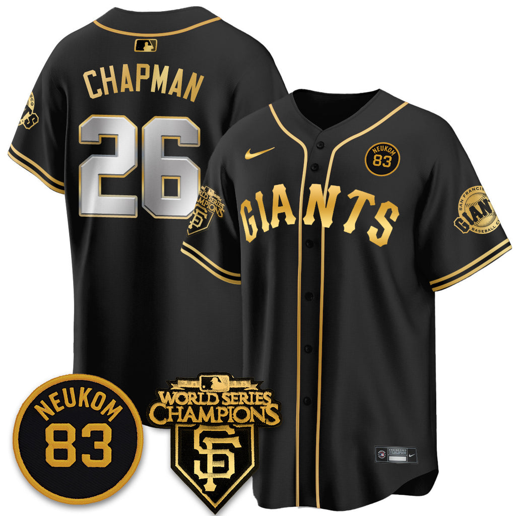 Custom Giants Bill Neukom Memories Jersey - 2010 World Series Champions - All Stitched
