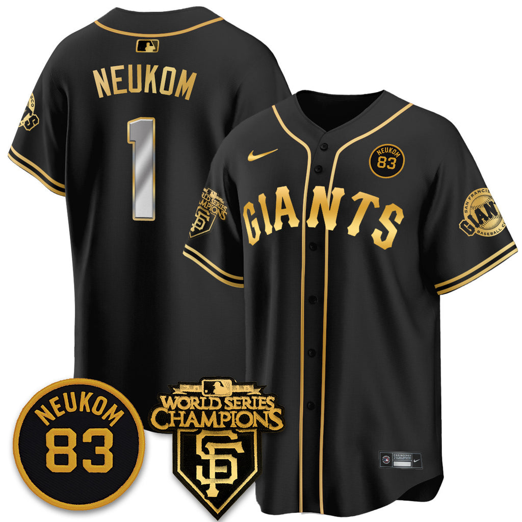 Custom Giants Bill Neukom Memories Jersey - 2010 World Series Champions - All Stitched