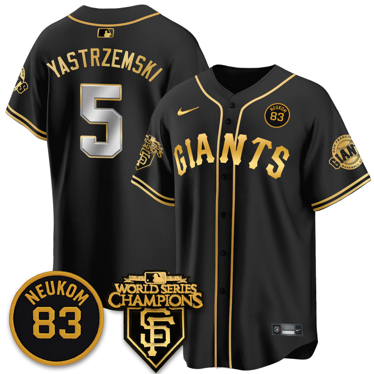 Custom Giants Bill Neukom Memories Jersey - 2010 World Series Champions - All Stitched