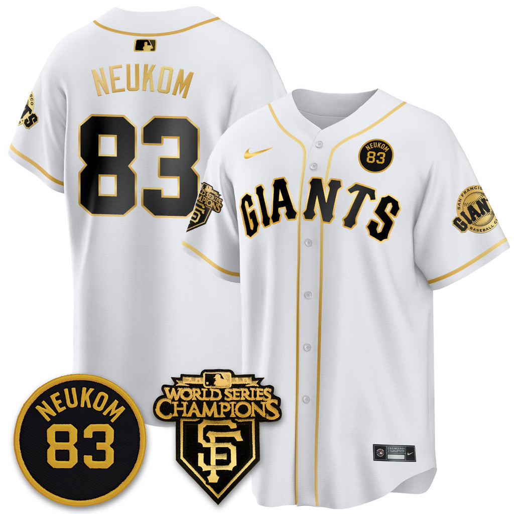 Custom Giants Bill Neukom Memories Jersey - 2010 World Series Champions - All Stitched