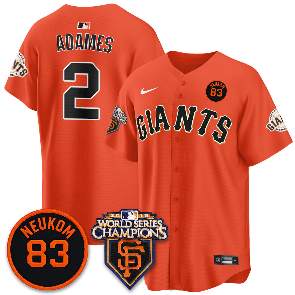 Custom Giants Bill Neukom Memories Jersey - 2010 World Series Champions - All Stitched