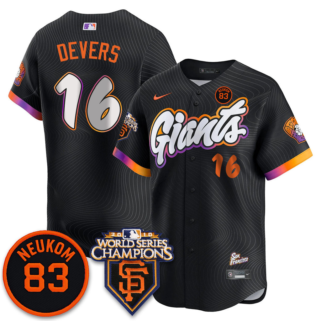 Custom Giants Bill Neukom Memories Jersey - 2010 World Series Champions - All Stitched