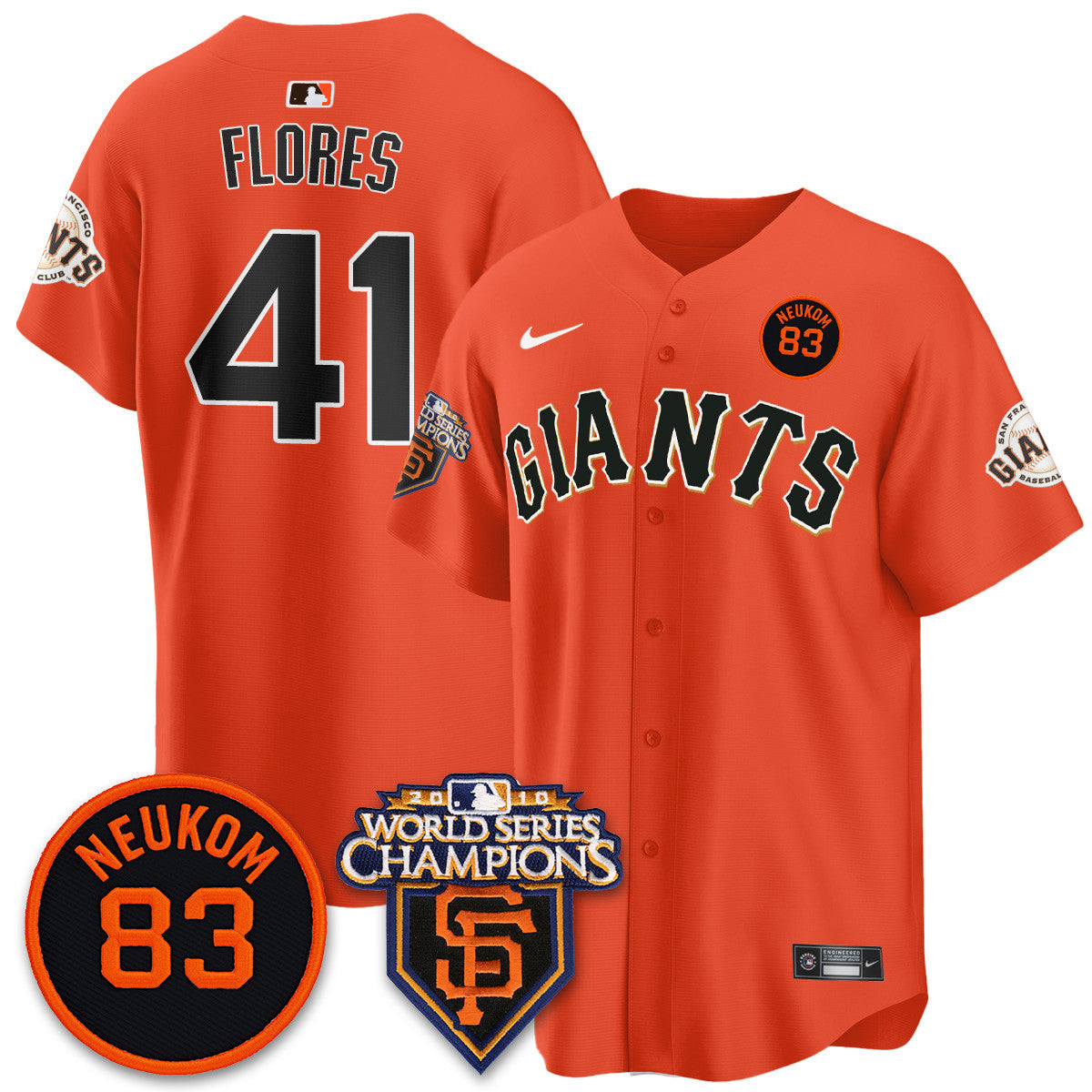 Custom Giants Bill Neukom Memories Jersey - 2010 World Series Champions - All Stitched