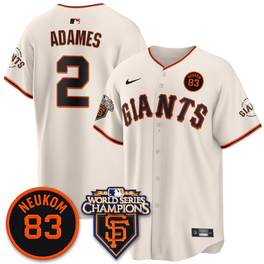 Custom Giants Bill Neukom Memories Jersey - 2010 World Series Champions - All Stitched