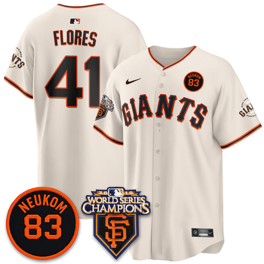 Custom Giants Bill Neukom Memories Jersey - 2010 World Series Champions - All Stitched