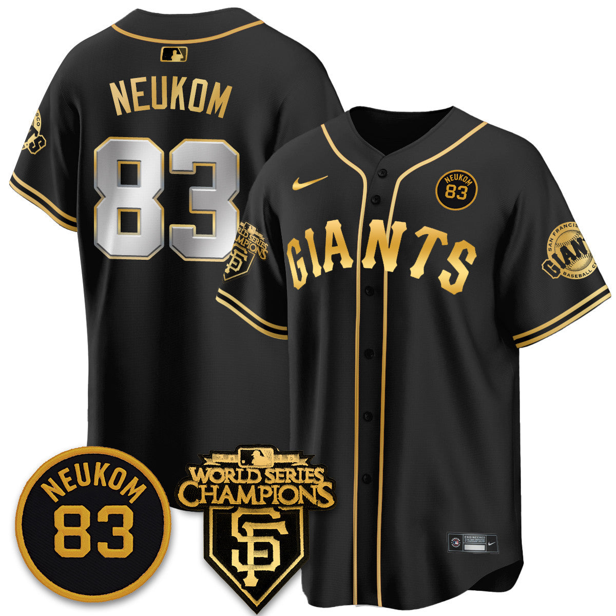 Custom Giants Bill Neukom Memories Jersey - 2010 World Series Champions - All Stitched