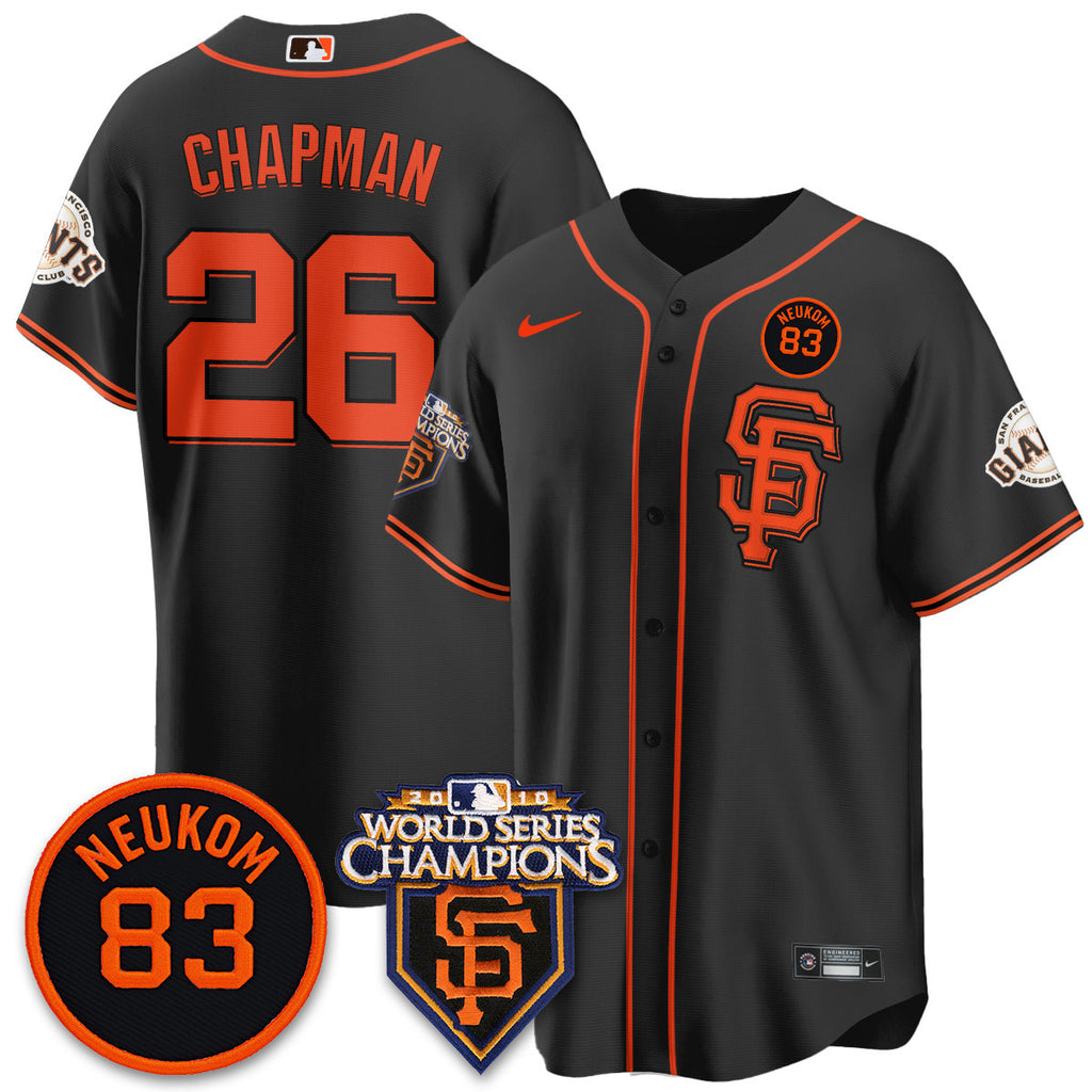 Custom Giants Bill Neukom Memories Jersey - 2010 World Series Champions - All Stitched