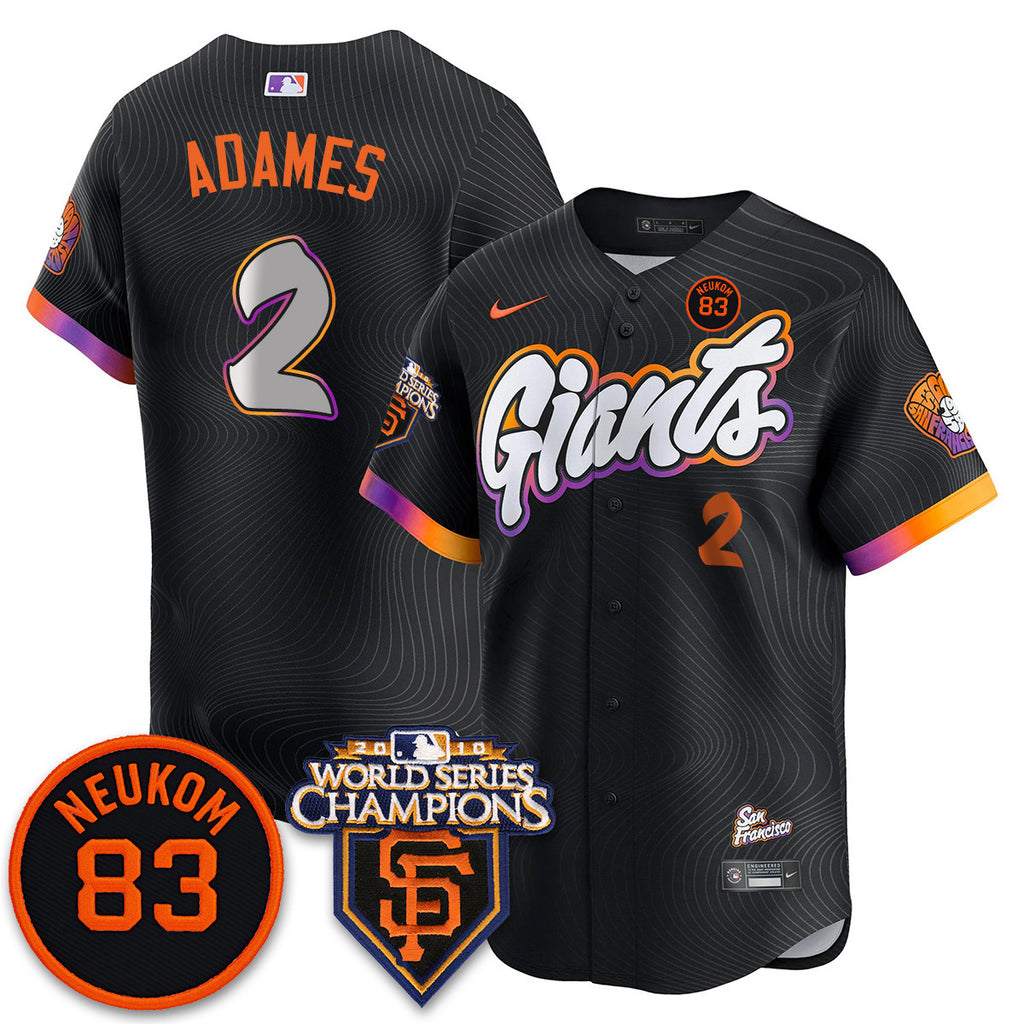 Custom Giants Bill Neukom Memories Jersey - 2010 World Series Champions - All Stitched