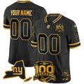 New York Giants 100th Season & State Patch Gold Vapor Limited Custom Jersey - All Stitched